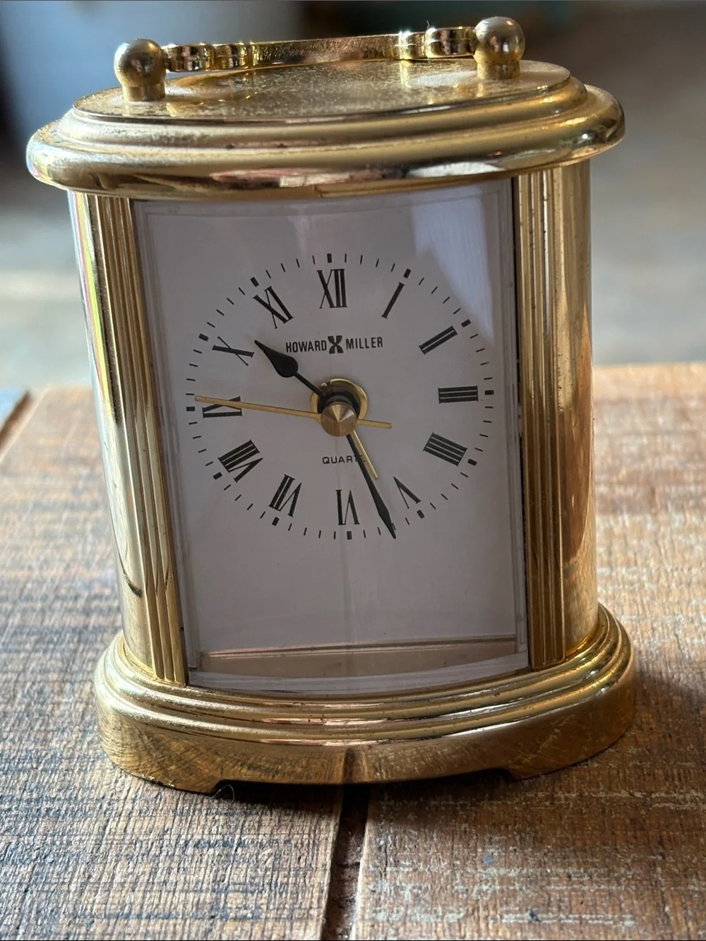 Vintage Howard Miller Gold Table Clock - Classic Brass Finish Working